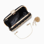 Anastasia | Gold Crystal Embellished Evening Handbag – Royal Elegance - in Black | Arvea Bags