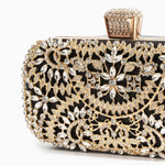 Anastasia | Gold Crystal Embellished Evening Handbag – Royal Elegance - in Black | Arvea Bags