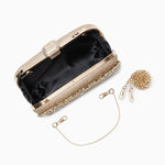 Anastasia | Gold Crystal Embellished Evening Handbag – Royal Elegance - in Gold | Arvea Bags