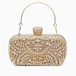 Anastasia | Gold Crystal Embellished Evening Handbag – Royal Elegance - in Gold | Arvea Bags