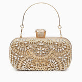 Anastasia | Gold Crystal Embellished Evening Handbag – Royal Elegance - in Gold | Arvea Bags