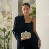 Anastasia | Gold Crystal Embellished Evening Handbag – Royal Elegance - in Gold | Arvea Bags