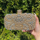 Anastasia | Gold Crystal Embellished Evening Handbag – Royal Elegance - in Gold | Arvea Bags