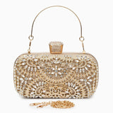 Anastasia | Gold Crystal Embellished Evening Handbag – Royal Elegance - in Gold | Arvea Bags