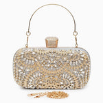 Anastasia | Gold Crystal Embellished Evening Handbag – Royal Elegance - in Silver | Arvea Bags