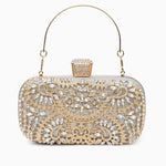 Anastasia | Gold Crystal Embellished Evening Handbag – Royal Elegance - in Silver | Arvea Bags