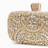 Anastasia | Gold Crystal Embellished Evening Handbag – Royal Elegance - in Silver | Arvea Bags