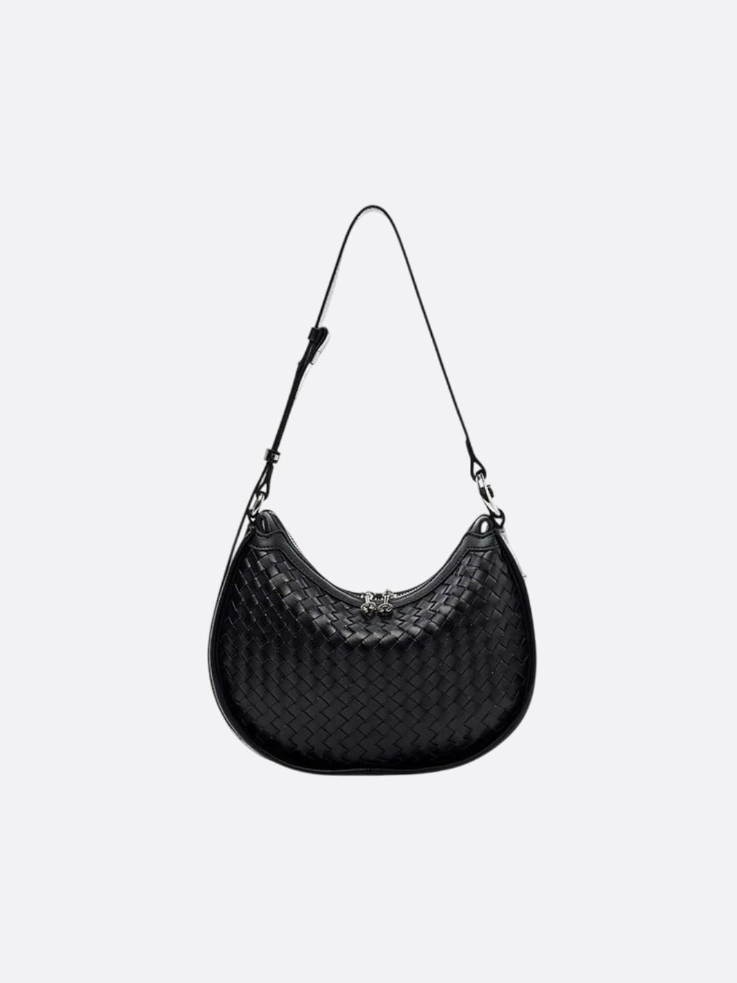 Arden Woven Crescent Bag – Genuine Leather Shoulder Bag - in Black | Arvea Bags
