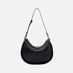 Arden Woven Crescent Bag – Genuine Leather Shoulder Bag - in Black | Arvea Bags