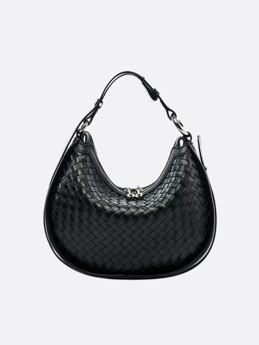 Arden Woven Crescent Bag – Genuine Leather Shoulder Bag - in Black | Arvea Bags