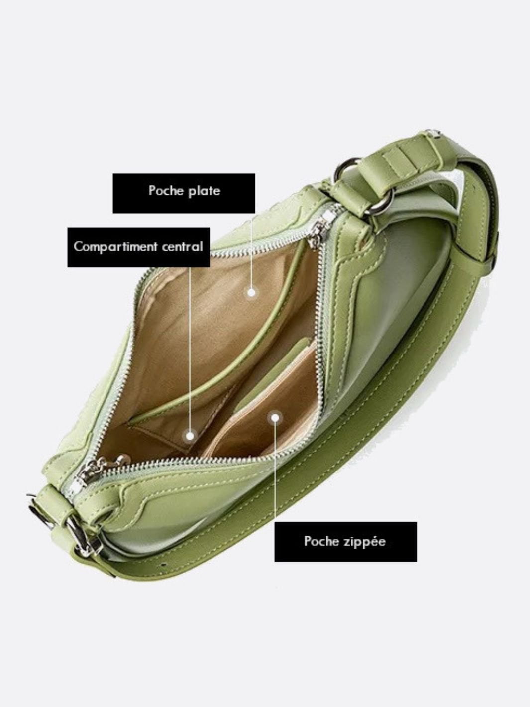 Arden Woven Crescent Bag – Genuine Leather Shoulder Bag - in Green | Arvea Bags