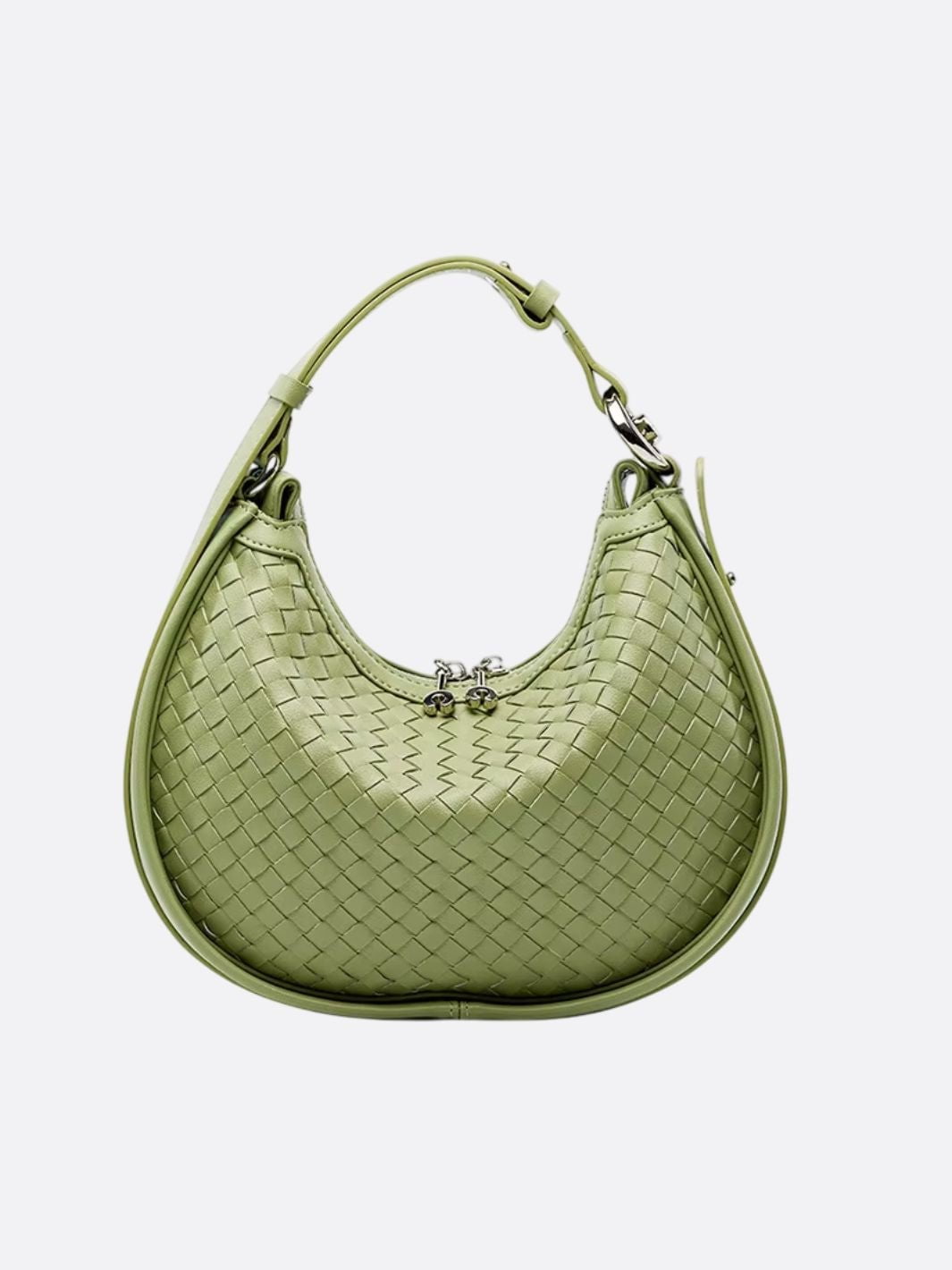 Arden Woven Crescent Bag – Genuine Leather Shoulder Bag - in Green | Arvea Bags