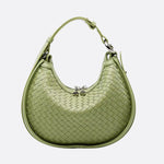 Arden Woven Crescent Bag – Genuine Leather Shoulder Bag - in Green | Arvea Bags