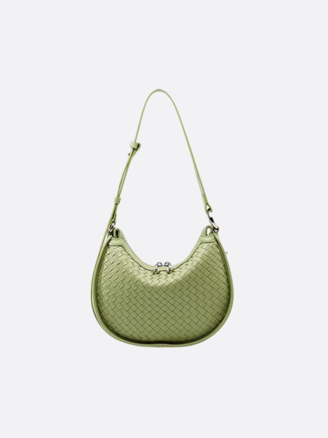 Arden Woven Crescent Bag – Genuine Leather Shoulder Bag - in Green | Arvea Bags