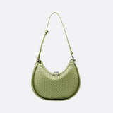 Arden Woven Crescent Bag – Genuine Leather Shoulder Bag - in Green | Arvea Bags