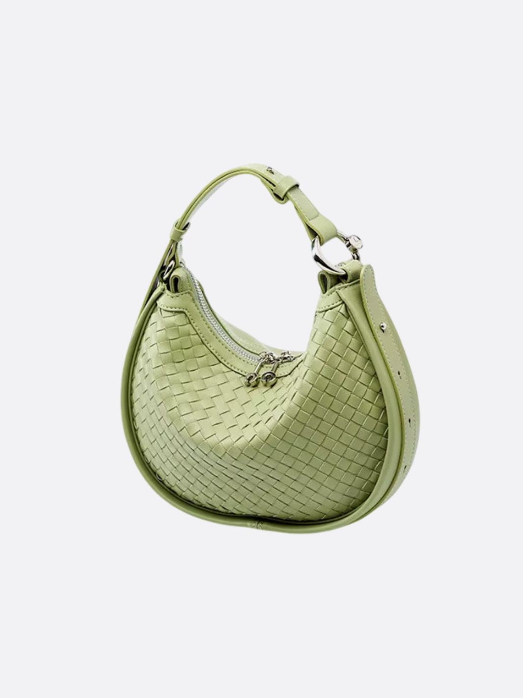 Arden Woven Crescent Bag – Genuine Leather Shoulder Bag - in Green | Arvea Bags