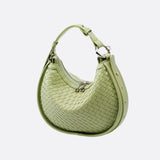 Arden Woven Crescent Bag – Genuine Leather Shoulder Bag - in Green | Arvea Bags