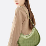 Arden Woven Crescent Bag – Genuine Leather Shoulder Bag - in Green | Arvea Bags