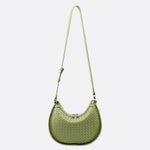 Arden Woven Crescent Bag – Genuine Leather Shoulder Bag - in Green | Arvea Bags