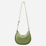 Arden Woven Crescent Bag – Genuine Leather Shoulder Bag - in Green | Arvea Bags