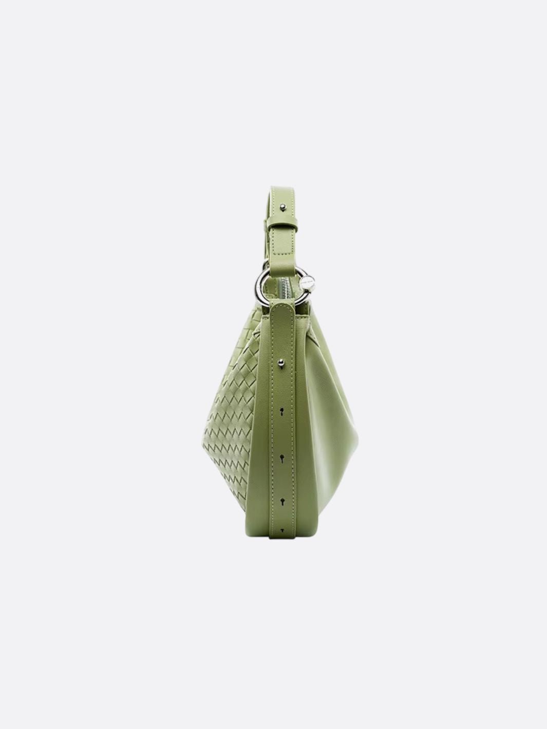 Arden Woven Crescent Bag – Genuine Leather Shoulder Bag - in Green | Arvea Bags