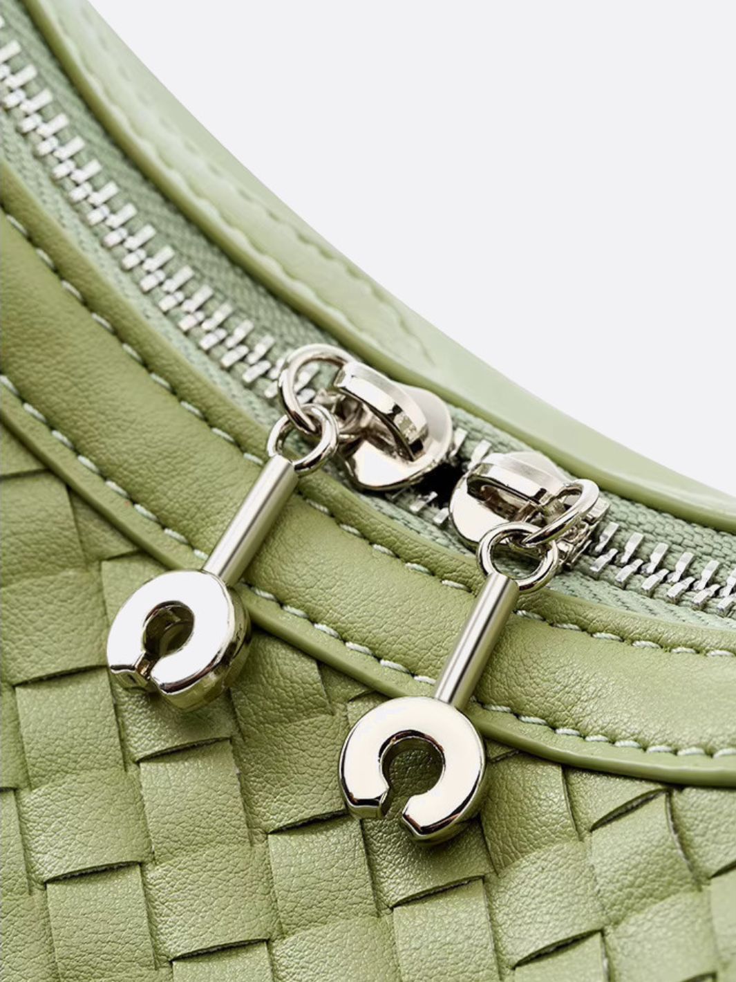 Arden Woven Crescent Bag – Genuine Leather Shoulder Bag - in Green | Arvea Bags