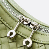 Arden Woven Crescent Bag – Genuine Leather Shoulder Bag - in Green | Arvea Bags