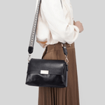 Aria | Black Leather Crossbody Bag – Modern & Chic - in Black | Arvea Bags