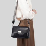 Aria | Black Leather Crossbody Bag – Modern & Chic - in Black | Arvea Bags