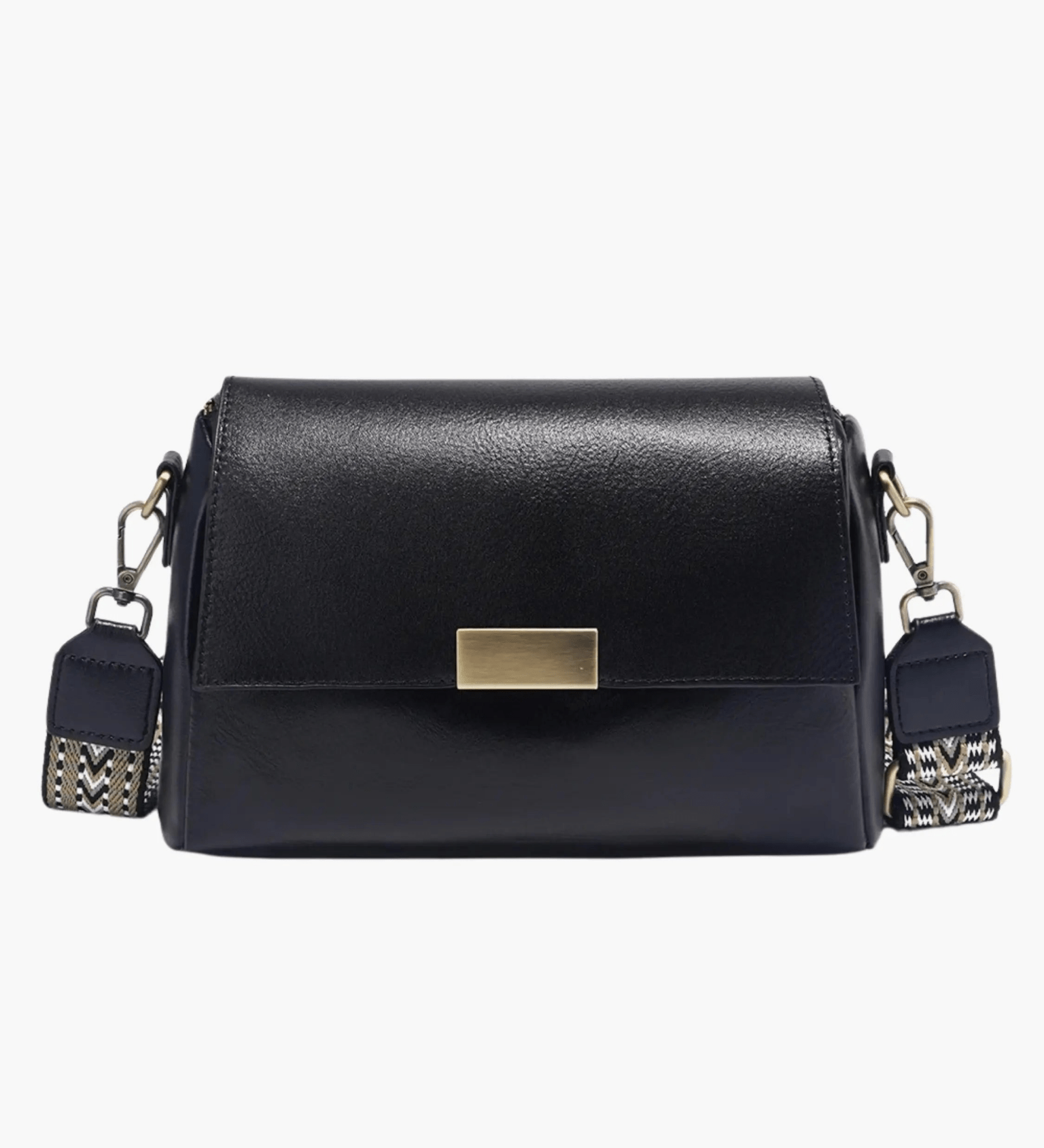Aria | Black Leather Crossbody Bag – Modern & Chic - in Black | Arvea Bags