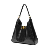 Aria | Glossy Leather Shoulder Bag – Bold & Elegant - in Black | Arvea Bags