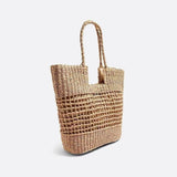Aria Woven Rope Tote – Natural Open - Weave Handbag - in Beige | Arvea Bags