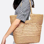 Aria Woven Rope Tote – Natural Open - Weave Handbag - in Beige | Arvea Bags