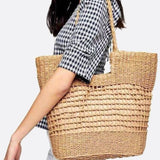 Aria Woven Rope Tote – Natural Open - Weave Handbag - in Beige | Arvea Bags
