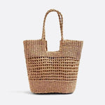 Aria Woven Rope Tote – Natural Open - Weave Handbag - in Beige | Arvea Bags