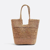 Aria Woven Rope Tote – Natural Open - Weave Handbag - in Beige | Arvea Bags