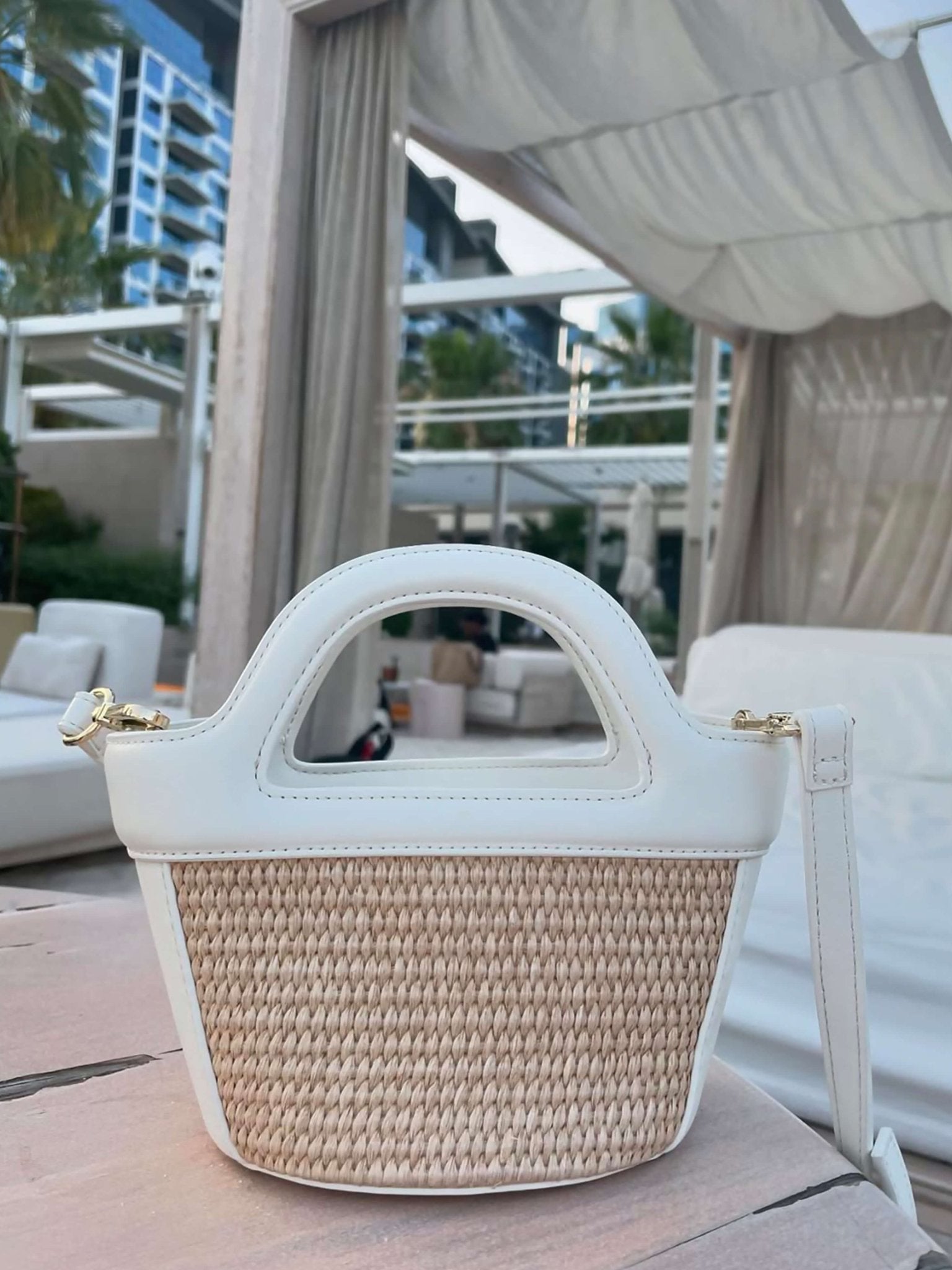 Astrid Woven Bag with Handle – Stylish Everyday Handbag with Textured Design - in White | Arvea Bags