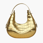 Aurelia | Luxe Gold Croc - Embossed Shoulder Bag – Glamorous & Bold - in Gold | Arvea Bags