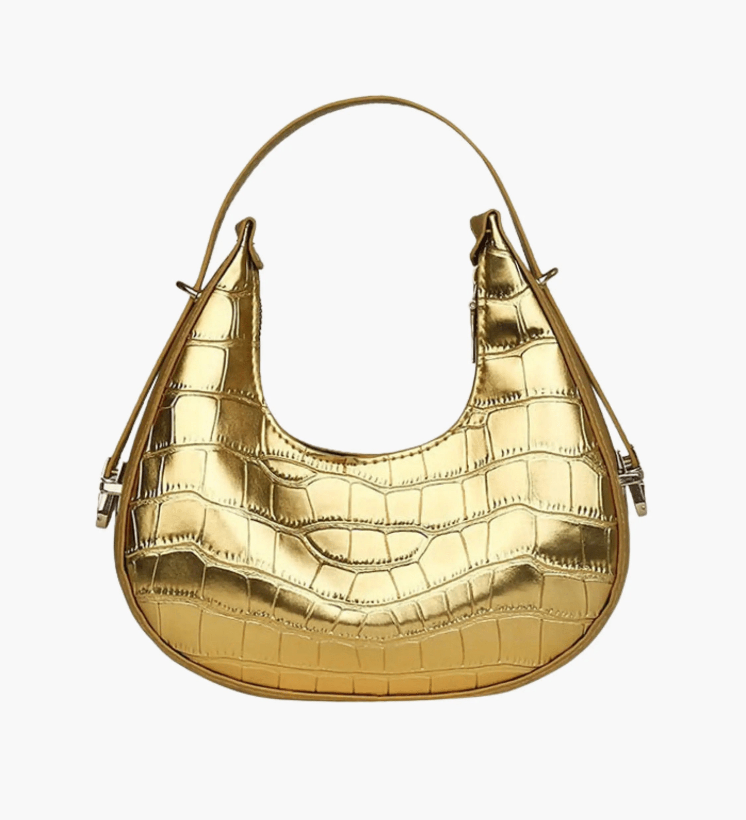 Aurelia | Luxe Gold Croc - Embossed Shoulder Bag – Glamorous & Bold - in Gold | Arvea Bags