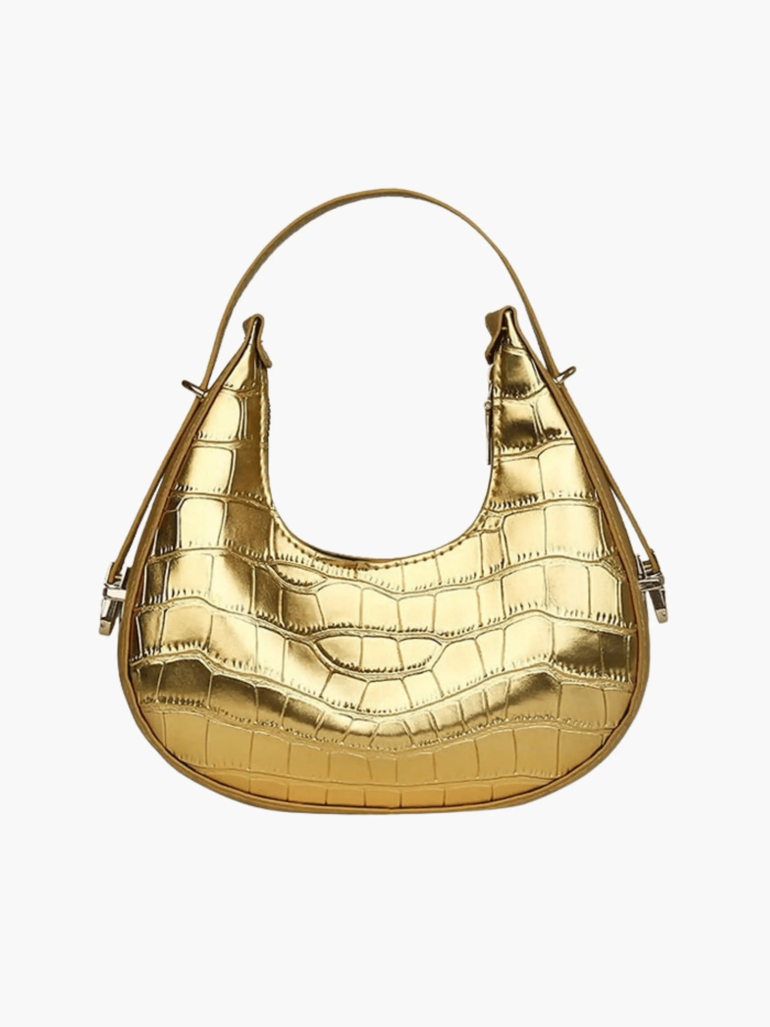 Aurelia | Luxe Gold Croc - Embossed Shoulder Bag – Glamorous & Bold - in Gold | Arvea Bags