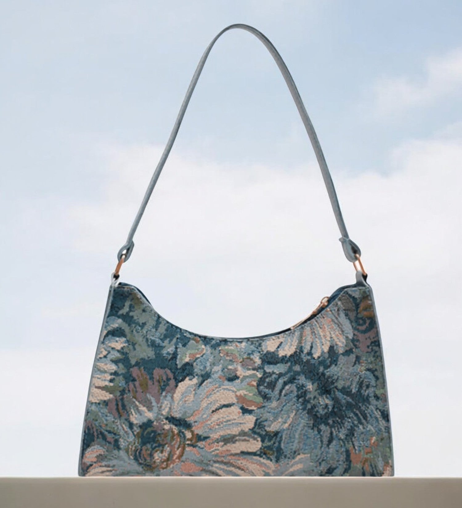 Aurora - Bags Essentials | Iris Artistic Floral Shoulder Bag - in Blue | Arvea Bags