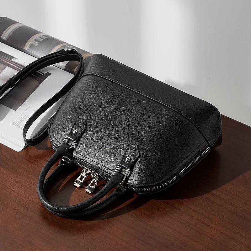 Aurora | Black Dome Satchel Bag – Sophisticated & Functional - in Black | Arvea Bags