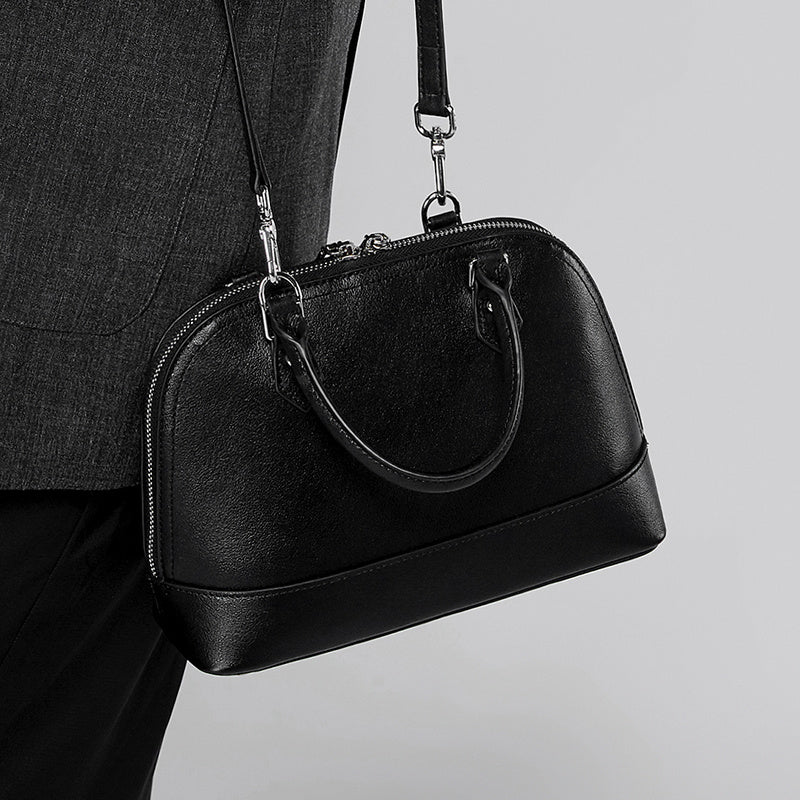 Aurora | Black Dome Satchel Bag – Sophisticated & Functional - in Black | Arvea Bags