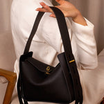 Aurora | Black Leather Shoulder Bag – Luxury Soft Cowhide Crossbody for Women - in Black | Arvea Bags