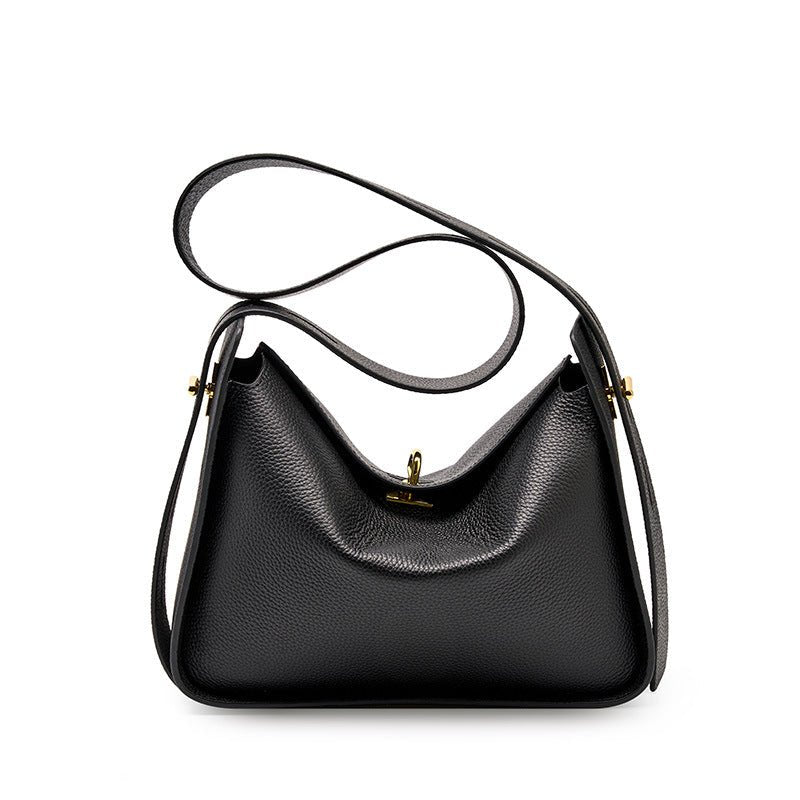 Aurora | Black Leather Shoulder Bag – Luxury Soft Cowhide Crossbody for Women - in Black | Arvea Bags