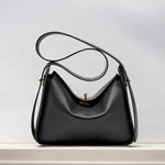 Aurora | Black Leather Shoulder Bag – Luxury Soft Cowhide Crossbody for Women - in Black | Arvea Bags