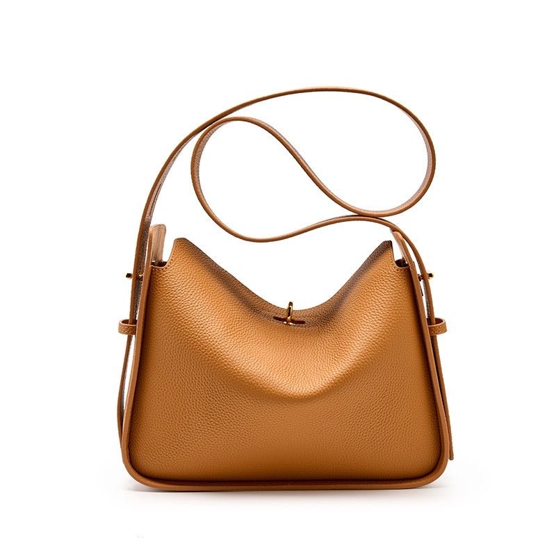 Aurora | Black Leather Shoulder Bag – Luxury Soft Cowhide Crossbody for Women - in Brown | Arvea Bags