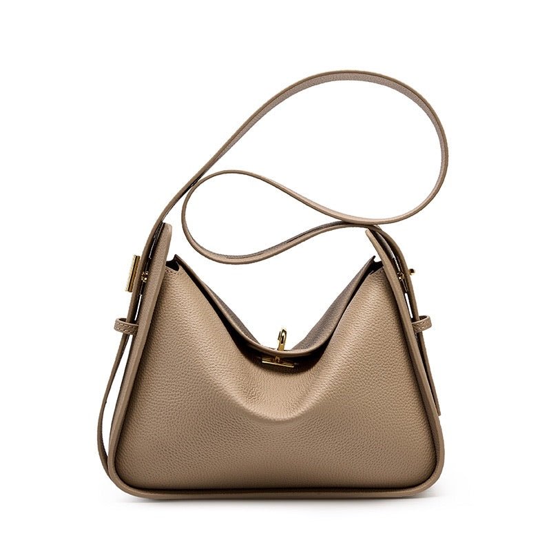 Aurora | Black Leather Shoulder Bag – Luxury Soft Cowhide Crossbody for Women - in Grey | Arvea Bags