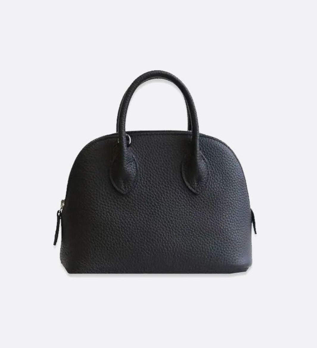 Aurora Dome Mini Handbag – Pebbled Top - Handle Bag with Detachable Strap - in Black | Arvea Bags