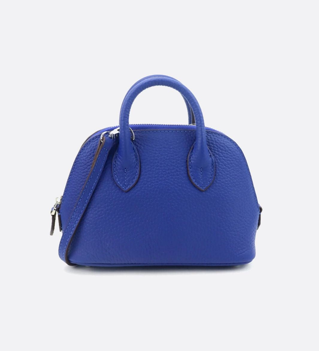 Aurora Dome Mini Handbag – Pebbled Top - Handle Bag with Detachable Strap - in Blue | Arvea Bags